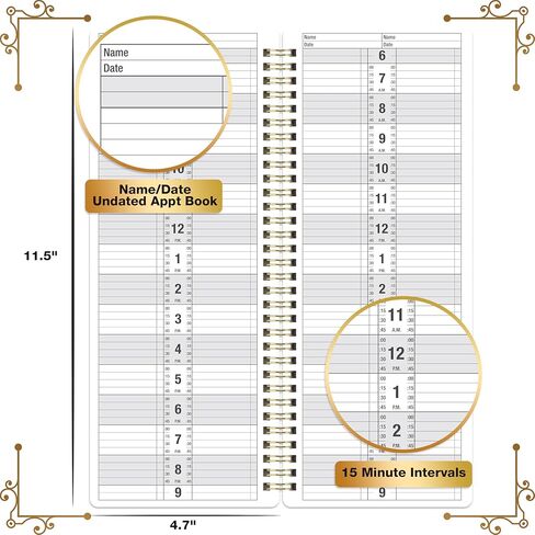 Appointment Book – Undated Salon Appointment Book, 2 Column, 11.5" x 4.7", Daily/HourlyPlanner with 200 Pages, 6 AM - 9 PM, 15 Minute Intervals Day Planner, Twin-Wire Binding, Hardcover - Gray in Saudi Arabia