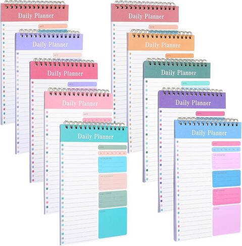 10 Pcs Daily To Do List Notebook 5" x 8" Daily Planner 30 Sheets Spiral to Do List Notebook for Classroom Office Plan Work Schedule Checklist in Saudi Arabia