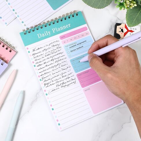 10 Pcs Daily To Do List Notebook 5" x 8" Daily Planner 30 Sheets Spiral to Do List Notebook for Classroom Office Plan Work Schedule Checklist in Saudi Arabia