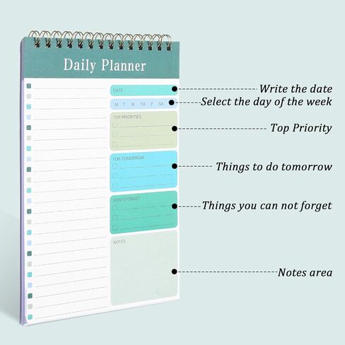 10 Pcs Daily To Do List Notebook 5" x 8" Daily Planner 30 Sheets Spiral to Do List Notebook for Classroom Office Plan Work Schedule Checklist in Saudi Arabia