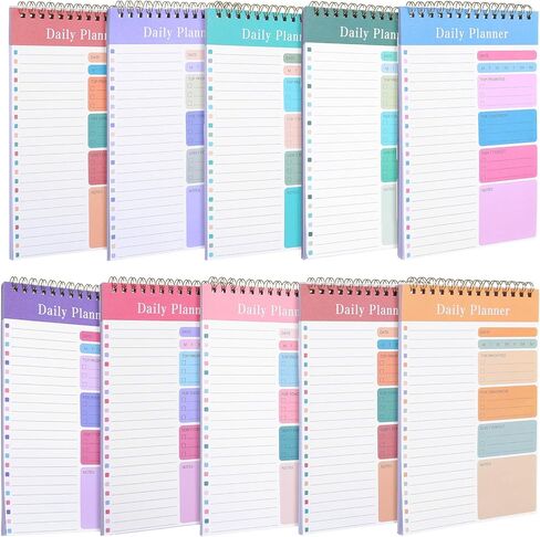 10 Pcs Daily To Do List Notebook 5" x 8" Daily Planner 30 Sheets Spiral to Do List Notebook for Classroom Office Plan Work Schedule Checklist in Saudi Arabia