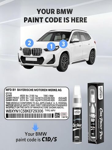 Skyscraper Grey Metallic(C4W/C54) for BMW Touch Up Paint Pen, 2 in 1 Car Scratch Remover with Pen Tip and Brush, Precise Color Match for Car Paint Scratch Repair, Quickly and Easily Fix Chips and Nicks in Saudi Arabia