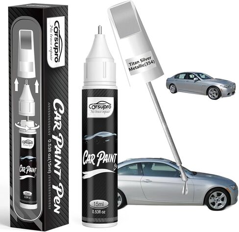 Skyscraper Grey Metallic(C4W/C54) for BMW Touch Up Paint Pen, 2 in 1 Car Scratch Remover with Pen Tip and Brush, Precise Color Match for Car Paint Scratch Repair, Quickly and Easily Fix Chips and Nicks in Saudi Arabia