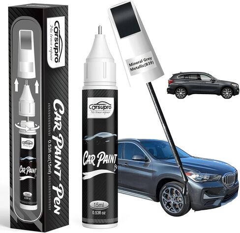 Skyscraper Grey Metallic(C4W/C54) for BMW Touch Up Paint Pen, 2 in 1 Car Scratch Remover with Pen Tip and Brush, Precise Color Match for Car Paint Scratch Repair, Quickly and Easily Fix Chips and Nicks in Saudi Arabia