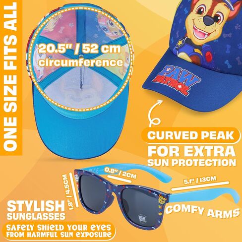Paw Patrol | Minions Baseball Cap & Sunglasses Set for Boys, UV400 Sun Protection, Sun Hat, Shades, Gifts for Boys in Saudi Arabia