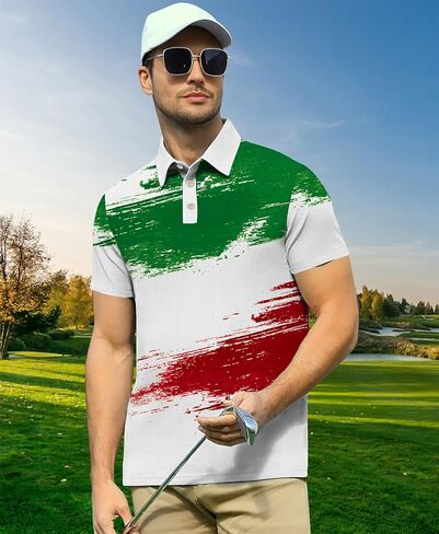 Casual Polo Shirts for Men: Short Sleeve Spatter Graphic Print Golf Clothing in Saudi Arabia