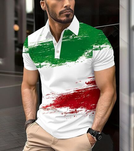 Casual Polo Shirts for Men: Short Sleeve Spatter Graphic Print Golf Clothing in Saudi Arabia