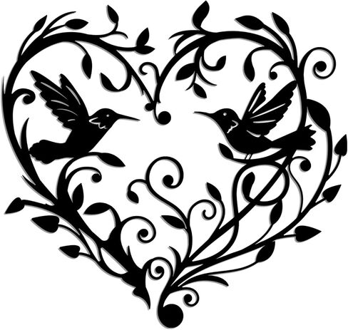 Vineland Metal Hummingbird Wall Art, 11.6" x 11" Heart Shaped Hollow Design Decor, Colorful Iron Outdoor & Indoor Wall Sculpture with Mounting Hardware for Home Bedroom Living Room (pink-white) in Saudi Arabia