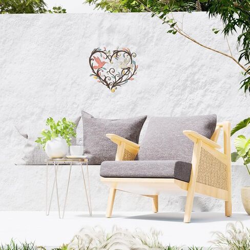 Vineland Metal Hummingbird Wall Art, 11.6" x 11" Heart Shaped Hollow Design Decor, Colorful Iron Outdoor & Indoor Wall Sculpture with Mounting Hardware for Home Bedroom Living Room (pink-white) in Saudi Arabia