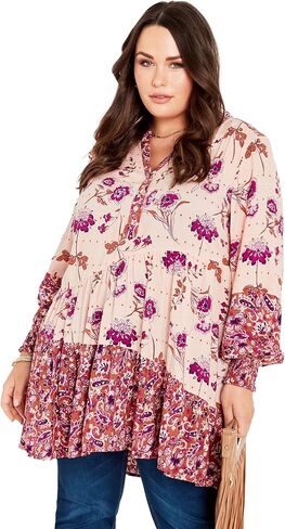Avenue Women's Plus Size Cynthia Splice Empire Waist Tunic in Saudi Arabia