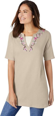 Woman Within Plus Size 7-Day Embroidered Layered-Look Tunic in Saudi Arabia