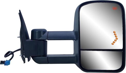 Passenger Right Side Door Towing Mirror Power and Heated with Signal Light on Glass Textured Back Cover For Chevy Silverado Sierra 1500 2500 3500HD from 2003 to 2006 in Saudi Arabia