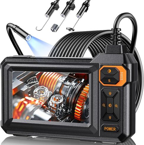 Endoscope Borescope Camera with Light, 4.3" IPS 1920P HD Inspection Camera, AukonVee 50FT Semi-Rigid Snake Cable, IP67 Waterproof (7.9mm Probe) with 8 Adjustable LEDs for Automotive, Sewer, Pipe, HVAC in Saudi Arabia