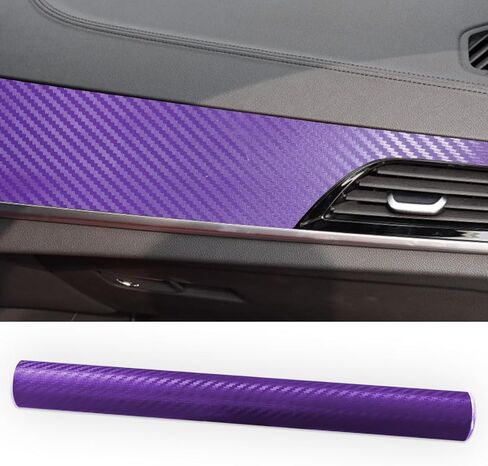 Car 3D Carbon Fiber Vinyl Wrap Sticker Decal, 5FT x 1FT Air Release Self Adhesive Auto DIY Decoration Decal, Scratch Resistance Waterproof Vehicle Interior Exterior Wrap Roll Film (Purple) in Saudi Arabia