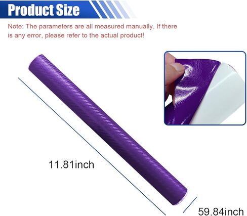 Car 3D Carbon Fiber Vinyl Wrap Sticker Decal, 5FT x 1FT Air Release Self Adhesive Auto DIY Decoration Decal, Scratch Resistance Waterproof Vehicle Interior Exterior Wrap Roll Film (Purple) in Saudi Arabia