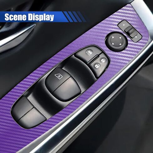 Car 3D Carbon Fiber Vinyl Wrap Sticker Decal, 5FT x 1FT Air Release Self Adhesive Auto DIY Decoration Decal, Scratch Resistance Waterproof Vehicle Interior Exterior Wrap Roll Film (Purple) in Saudi Arabia
