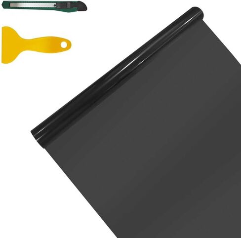 KUQUTIDY سيارة المصباح الخلفي الفينيل لفة الفيلم، 12 "× 48" ذاتية اللصق الهواء إطلاق المصباح الأمامي ملصقات مع أدوات، فيلم حماية لمصباح السيارة الأمامي، الضوء الخلفي، ضوء الضباب (أسود فاتح) in Saudi Arabia