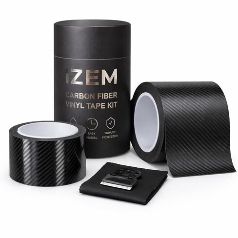 IZEM Carbon Fiber Vinyl Tape Kit for Cars – 2-Pack 6D Gloss Black & 4D Matte Black, 2"×33ft + 4"×16ft – Waterproof Car Wrap, Scratch Protection, Easy Install with Squeegee & Microfiber Cloth in Saudi Arabia