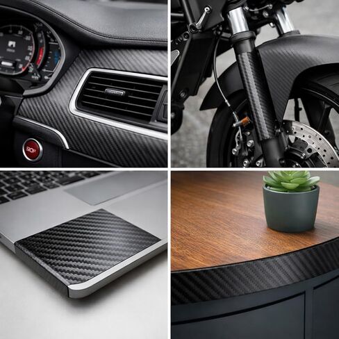 IZEM Carbon Fiber Vinyl Tape Kit for Cars – 2-Pack 6D Gloss Black & 4D Matte Black, 2"×33ft + 4"×16ft – Waterproof Car Wrap, Scratch Protection, Easy Install with Squeegee & Microfiber Cloth in Saudi Arabia