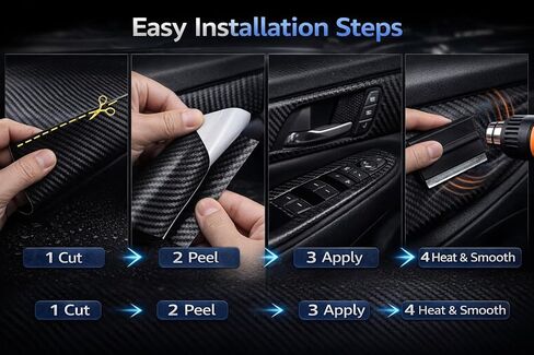 IZEM Carbon Fiber Vinyl Tape Kit for Cars – 2-Pack 6D Gloss Black & 4D Matte Black, 2"×33ft + 4"×16ft – Waterproof Car Wrap, Scratch Protection, Easy Install with Squeegee & Microfiber Cloth in Saudi Arabia