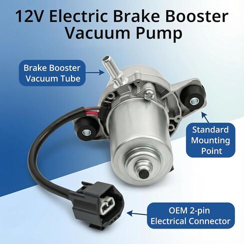 12V Brake Booster Vacuum Pump Kit with Installation Accessories Universal High-Performance 18'' to 25'' Electric Vacuum Pump for Brake Booster EVP28 in Saudi Arabia