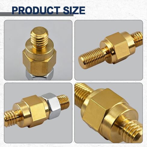 2PCS Side Post Battery Terminal Adapter, Side Post Battery Bolts, 3/8"-16 and 3/8"-24 Brass Terminal Stud, Car Accessories Auto Charging Solid Brass Extender Long Stud Compatible with GM Post in Saudi Arabia