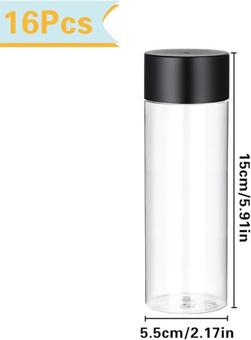 16 PCS Empty Sensory Bottles with Lids, 10 oz/ 284 ml Clear Plastic Reusable Leakproof Decorative Water Bottles for DIY Sensory Crafts Classroom Handmade Party Supply in Saudi Arabia