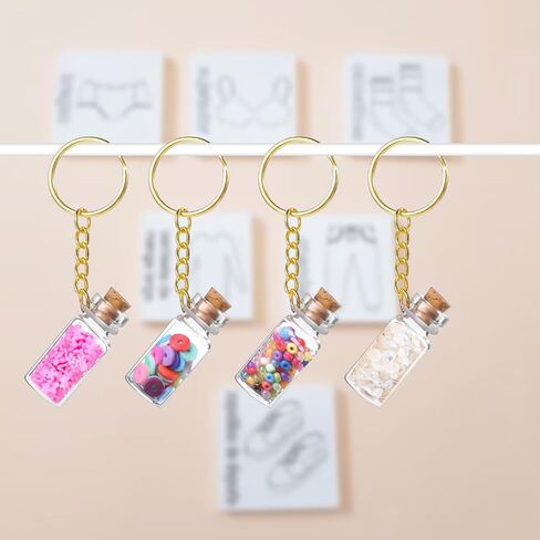 Mini Seasoning Keychain, 10 Pcs Mini Glass Bottles 3 Ml Wish Jar Keychains Small Glass Bottle Miniature Message Bottles with Corks Lids for DIY Crafts Wedding Favors Party Decoration Gift in Saudi Arabia
