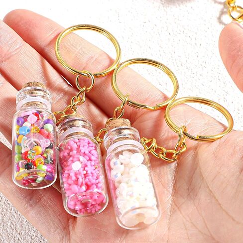 Mini Seasoning Keychain, 10 Pcs Mini Glass Bottles 3 Ml Wish Jar Keychains Small Glass Bottle Miniature Message Bottles with Corks Lids for DIY Crafts Wedding Favors Party Decoration Gift in Saudi Arabia