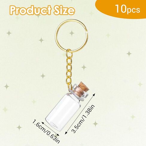 Mini Seasoning Keychain, 10 Pcs Mini Glass Bottles 3 Ml Wish Jar Keychains Small Glass Bottle Miniature Message Bottles with Corks Lids for DIY Crafts Wedding Favors Party Decoration Gift in Saudi Arabia
