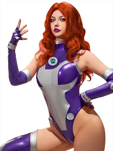 Cosplay.fm Women's Heroine Cosplay Premium Edition Super Speed Shiny Leather Bodysuit Costume with Gloves Socks in Saudi Arabia
