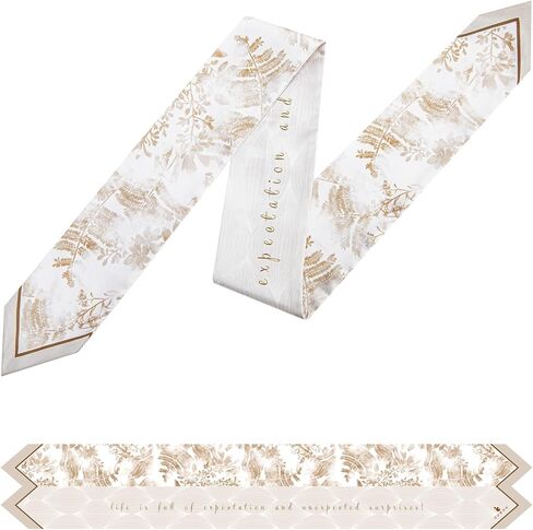 GIVLEFLY Silk-Like Skinny Scarf for Handbags, 38"x2.95" Fashion Hair Headband & Neck Tie, Elegant Ribbon for Wrist Wrap, Stylish Women’s Purse Accessory & Gift,Beige in Kuwait