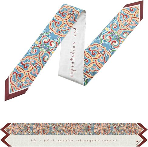 GIVLEFLY Silk-Like Skinny Scarf for Handbags, 38"x2.95" Fashion Hair Headband & Neck Tie, Elegant Ribbon for Wrist Wrap, Stylish Women’s Purse Accessory & Gift,Beige in Saudi Arabia