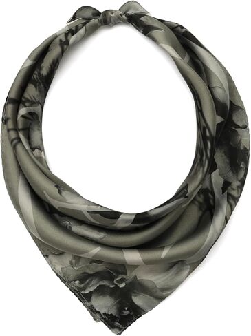 AllSaints Women's Ione Charcoal Grey Bandana, 100% Silk Head Scarf, Lightweight Fabric Accessory in Saudi Arabia
