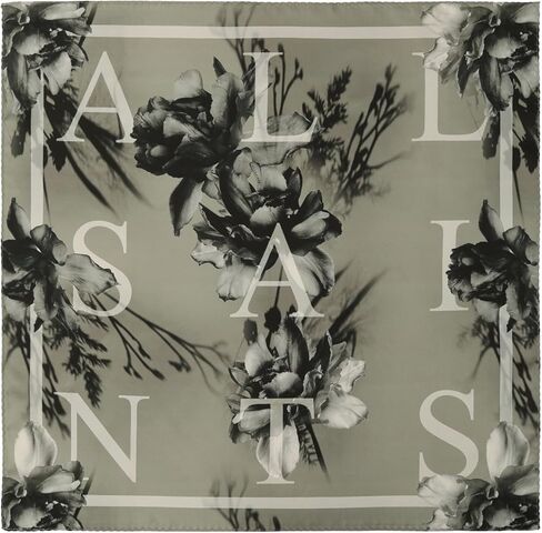 AllSaints Women's Ione Charcoal Grey Bandana, 100% Silk Head Scarf, Lightweight Fabric Accessory in Saudi Arabia