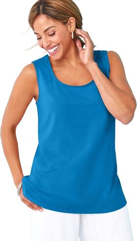 Jessica London Women's Plus Size Stretch Cotton Horseshoe Neck Tank in Saudi Arabia