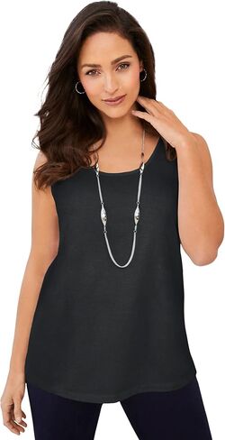 Jessica London Women's Plus Size Stretch Cotton Horseshoe Neck Tank in Saudi Arabia