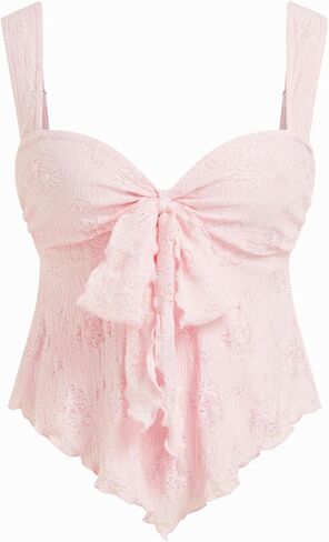 عصير التفاح الأزهار بيبي دول القمم للنساء الدانتيل شبكة لطيف ربطة القوس فيونكة أكمام الخروج تانك القمم ملابس الصيف العصرية in Kuwait