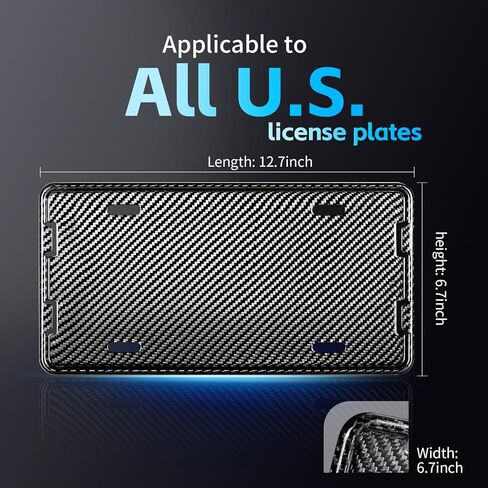 100% Carbon Fiber License Plate Frame,New Full Carbon Fiber snap-on 4 Hole License Plate Frame,unobstructed View,with Screw Caps, Anti-Vibration Pads in Saudi Arabia