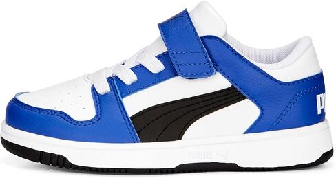 Puma Unisex-Child, Rebound Layup Lo Hook and Loop, Puma White-Puma Black-Royal Sapphire, Little Kid, 13 in Saudi Arabia