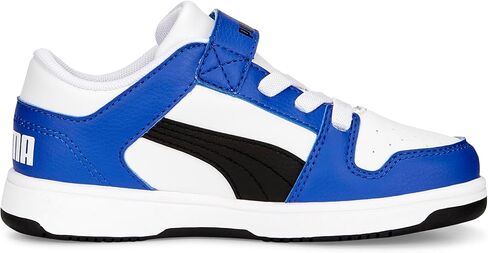 Puma Unisex-Child, Rebound Layup Lo Hook and Loop, Puma White-Puma Black-Royal Sapphire, Little Kid, 13 in Saudi Arabia