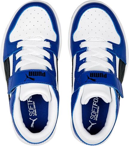 Puma Unisex-Child, Rebound Layup Lo Hook and Loop, Puma White-Puma Black-Royal Sapphire, Little Kid, 13 in Saudi Arabia