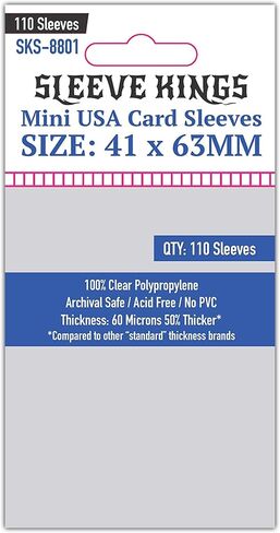 Sleeve Kings Mini USA Card Sleeves (41x63mm) - 110 Pack, 60 Microns in Kuwait