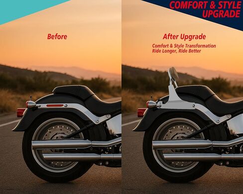 YHMOTO Chop Short Height Passenger Backrest Sissy Bar Fit 200mm Fender Compatible with 2006-2017 Harley Softail Fat Boy Night Train (Chrome) in Saudi Arabia