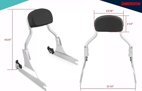 YHMOTO Chop Short Height Passenger Backrest Sissy Bar Fit 200mm Fender Compatible with 2006-2017 Harley Softail Fat Boy Night Train (Chrome) in Saudi Arabia