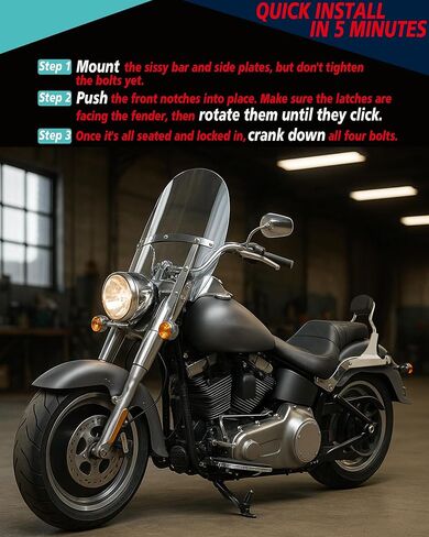 YHMOTO Chop Short Height Passenger Backrest Sissy Bar Fit 200mm Fender Compatible with 2006-2017 Harley Softail Fat Boy Night Train (Chrome) in Saudi Arabia