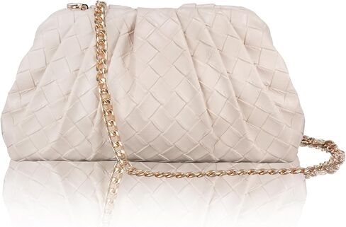 TRBSXRT Evening Bag for Women Ruched Clutch Purse - Soft Leahter Crossbody Bag Chain Cloud Bag for Party in Saudi Arabia