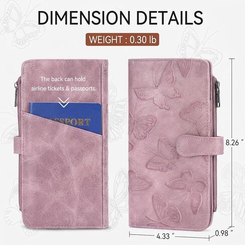 BELTANA RFID Wallet Women Thin Womens Wallet Compact Long Ladies Wallet for Women Butterfly Design (Purple) in Saudi Arabia