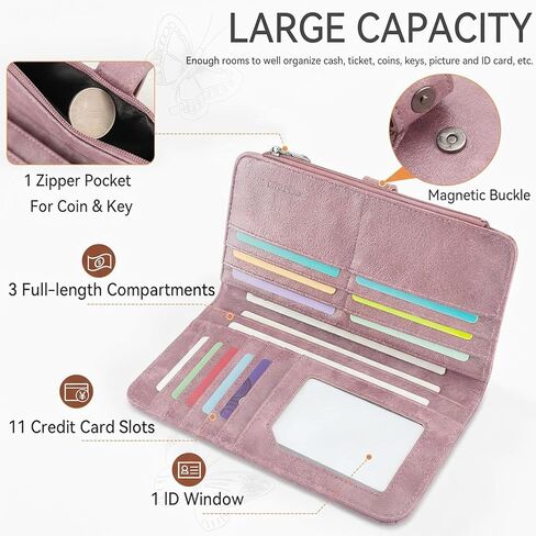 BELTANA RFID Wallet Women Thin Womens Wallet Compact Long Ladies Wallet for Women Butterfly Design (Purple) in Saudi Arabia