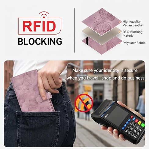 BELTANA RFID Wallet Women Thin Womens Wallet Compact Long Ladies Wallet for Women Butterfly Design (Purple) in Saudi Arabia